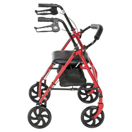 Drive Medical Four Wheel Walker Rollator with Fold Up Removable Back Support