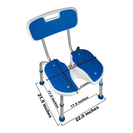 Padded Bath Shower Safety Seat with Hygienic Cutout and Backrest