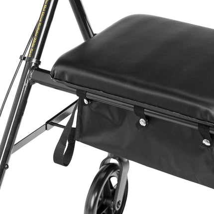 Walker Rollator with 6" Wheels, Fold Up Removable Back Support and Padded Seat, Black
