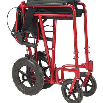 Lightweight Expedition Transport Wheelchair with Hand Brakes, Blue