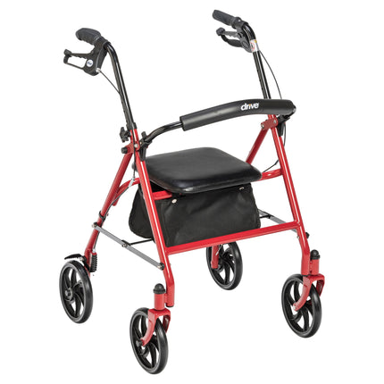 Drive Medical Four Wheel Walker Rollator with Fold Up Removable Back Support