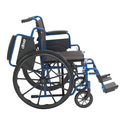 Blue Streak Wheelchair with Flip Back Desk Arms, Swing Away Footrests, 18" Seat