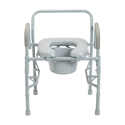 Steel Drop Arm Bedside Commode with Padded Seat and Arms