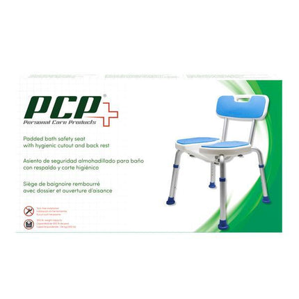 Padded Bath Shower Safety Seat with Hygienic Cutout and Backrest