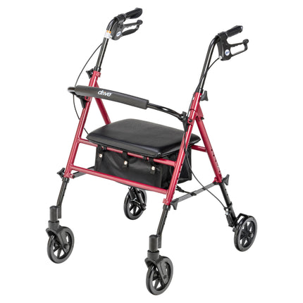 Adjustable Height Rollator with 6" Wheels, Red