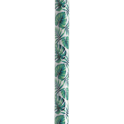 Adjustable Height Offset Handle Cane with Gel Hand Grip, Green Leaves