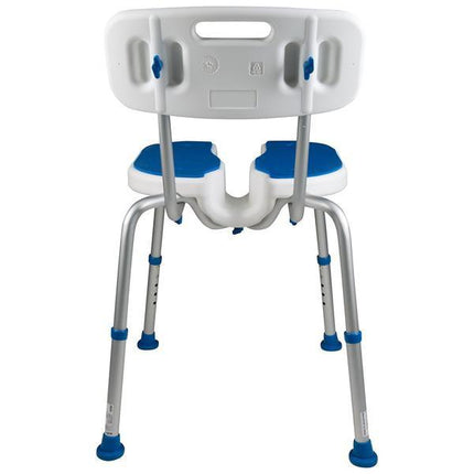 Padded Bath Shower Safety Seat with Hygienic Cutout and Backrest