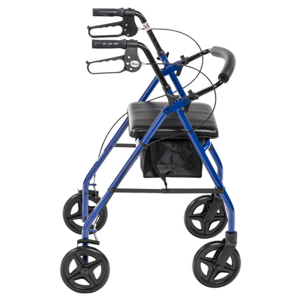 Aluminum Rollator with Fold Up and Removable Back Support and Padded Seat, Blue