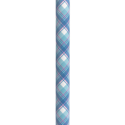 Adjustable Height Offset Handle Cane with Gel Hand Grip, Plaid