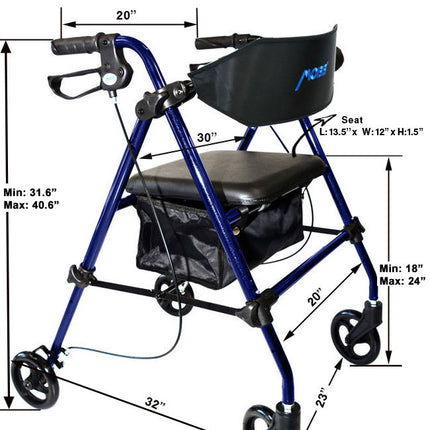 Aluminum Folding Rollator 8" Wheels 