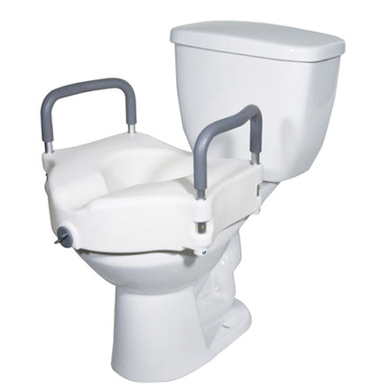 Locking Raised Toilet Seat with Removable Arms
