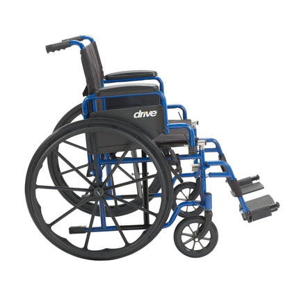 Blue Streak Wheelchair with Flip Back Desk Arms, Swing Away Footrests, 20" Seat