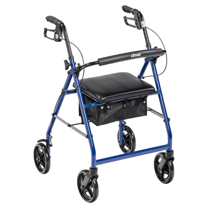 Aluminum Rollator with Fold Up and Removable Back Support and Padded Seat, Blue