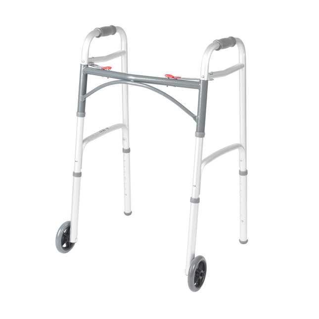 PreserveTech Deluxe Two Button Folding Walker with 5" Wheels