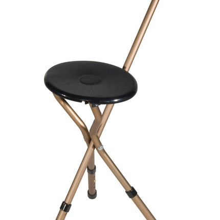 Folding Lightweight Cane Seat, Adjustable Height, Bronze