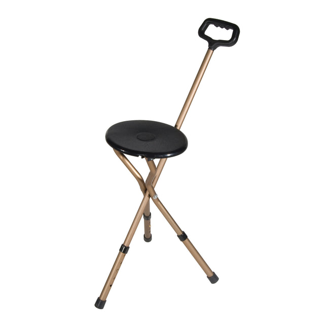 Folding Lightweight Cane Seat, Adjustable Height, Bronze