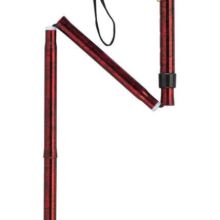 Adjustable Lightweight Folding Cane with Gel Hand Grip, Red Crackle