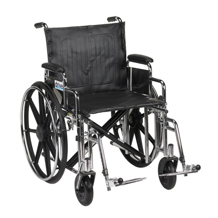 Sentra Extra Heavy Duty Wheelchair, Detachable Desk Arms, Swing away Footrests, 20" Seat