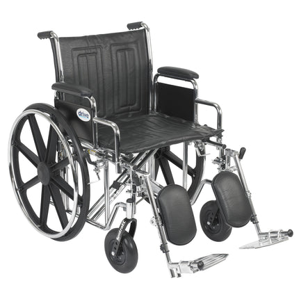 Sentra EC Heavy Duty Wheelchair, Detachable Desk Arms, Elevating Leg Rests, 20" Seat