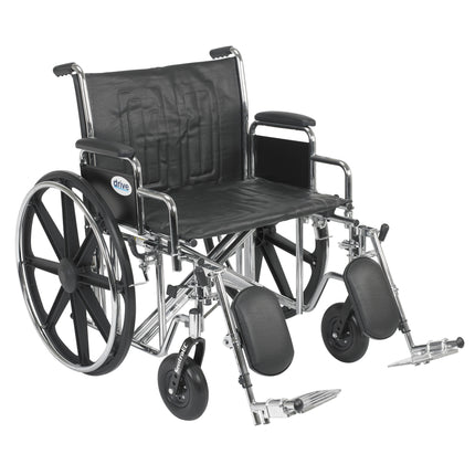Sentra EC Heavy Duty Wheelchair, Detachable Desk Arms, Elevating Leg Rests, 24"Seat