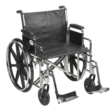 Sentra EC Heavy Duty Wheelchair, Detachable Desk Arms, Swing away Footrests, 24" Seat