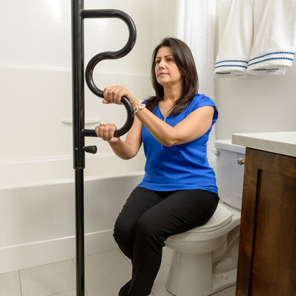 Security Pole & Curve Grab Bar-Black