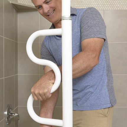 Security Pole & Curve Grab Bar-White