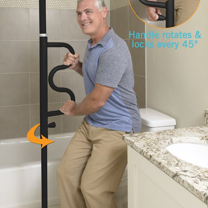 Security Pole & Curve Grab Bar-Black