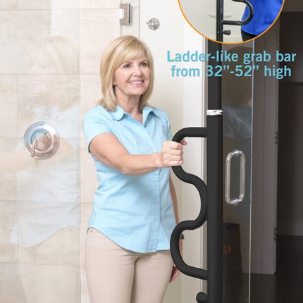 Security Pole & Curve Grab Bar-Black