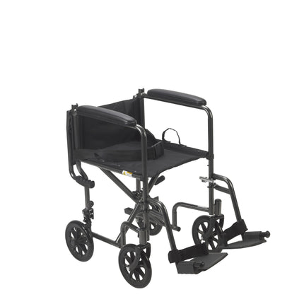 Lightweight Steel Transport Wheelchair, Fixed Full Arms