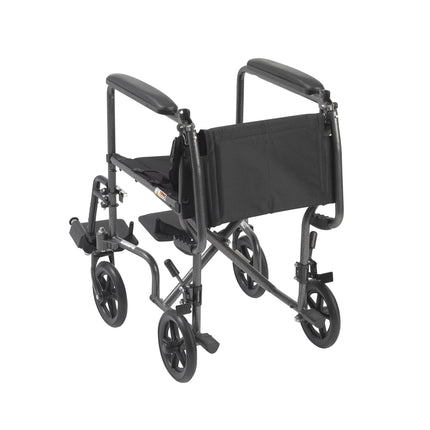 Lightweight Steel Transport Wheelchair, Fixed Full Arms