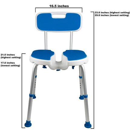 Padded Bath Shower Safety Seat with Hygienic Cutout and Backrest