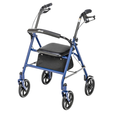 Drive Medical Four Wheel Walker Rollator with Fold Up Removable Back Support