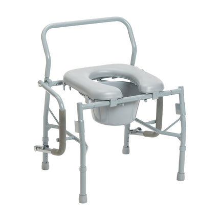 Steel Drop Arm Bedside Commode with Padded Seat and Arms